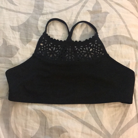 JUSTICE Girl's Laser Cut High Neck Bikini Swim 12 BLACK - Picture 4 of 8